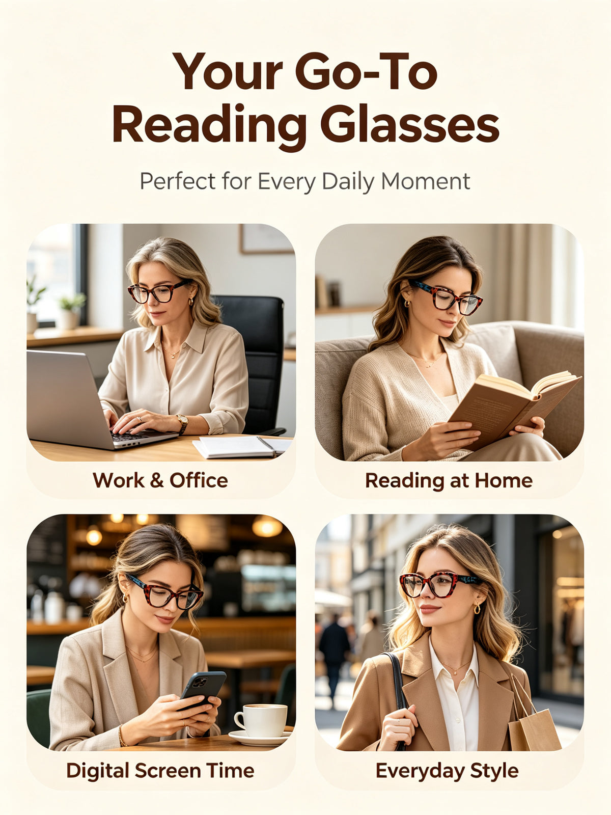 Oversized Cat-Eye Blue Light Blocking Reading Glasses – Crimson Tortoiseshell Frame