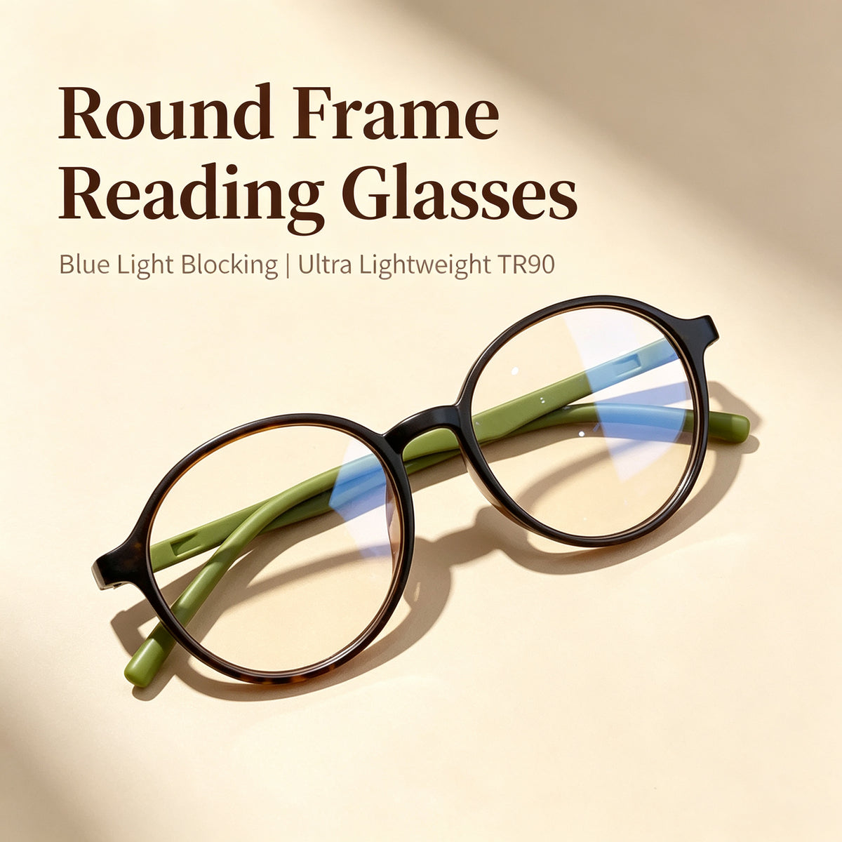 Stylish Retro Round Blue Light Blocking Reading Glasses