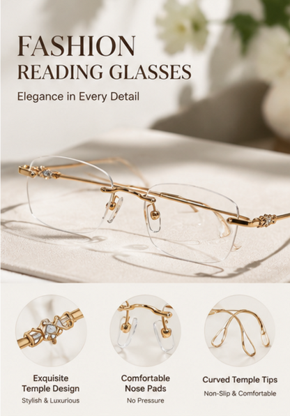 Ultra-Light Rimless Blue Light Reading Glasses | Anti-Fatigue