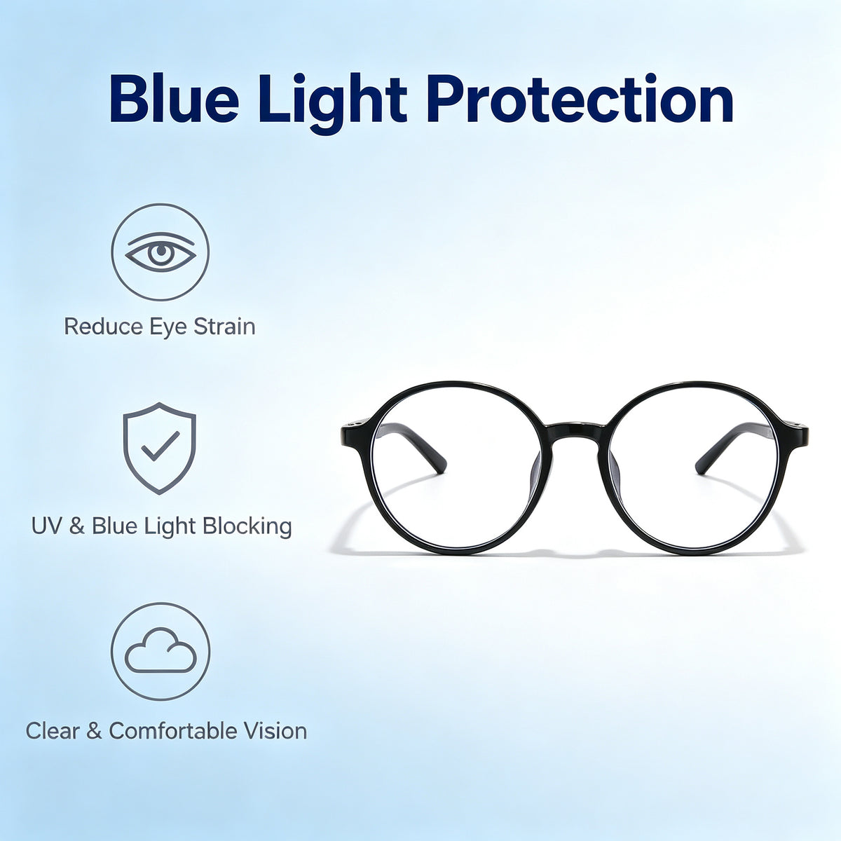 Stylish Retro Round Blue Light Blocking Reading Glasses