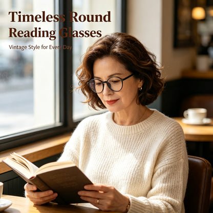 Stylish Retro Round Blue Light Blocking Reading Glasses
