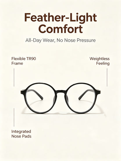 Stylish Retro Round Blue Light Blocking Reading Glasses