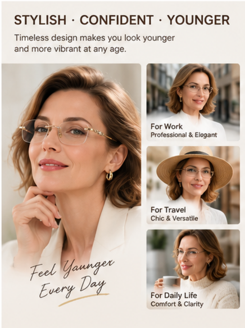 Ultra-Light Rimless Blue Light Reading Glasses | Anti-Fatigue