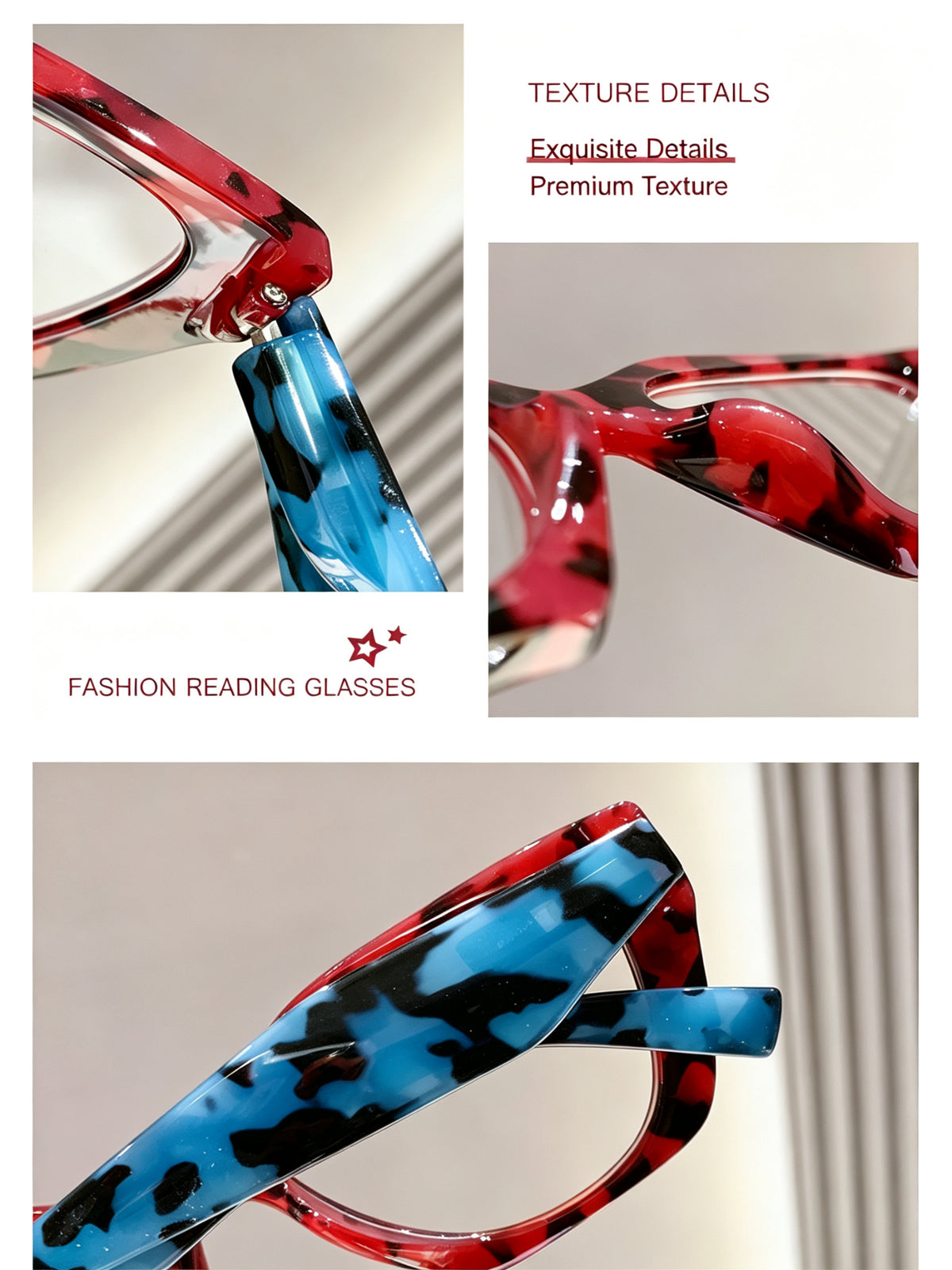 Oversized Cat-Eye Blue Light Blocking Reading Glasses – Crimson Tortoiseshell Frame