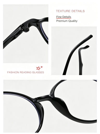 Stylish Retro Round Blue Light Blocking Reading Glasses