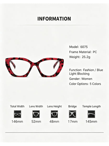 Oversized Cat-Eye Blue Light Blocking Reading Glasses – Crimson Tortoiseshell Frame