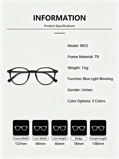 Stylish Retro Round Blue Light Blocking Reading Glasses